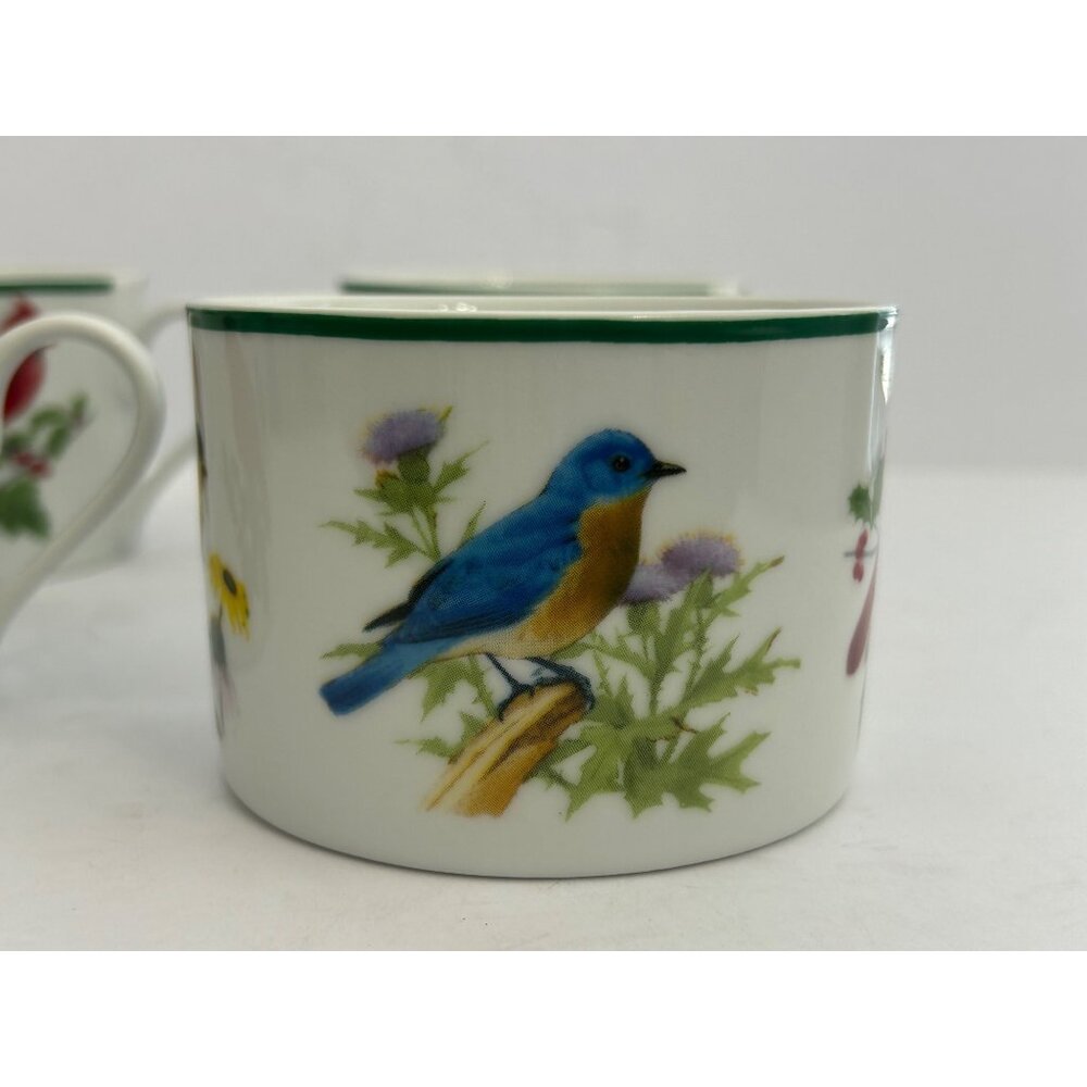 4 Songbirds Coffee Tea Cups Porcelain Cardinal Bluebird Goldfinch Chickadee VTG - Picture 10 of 12